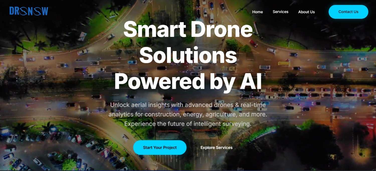 Screenshot of the Dronow drone technology website