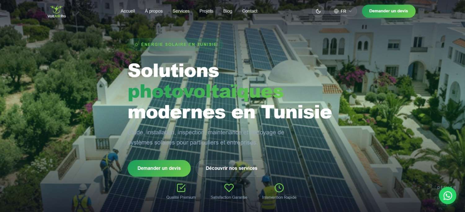 Screenshot of the VoltAIR energy and infrastructure website